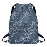 Ivy Flower Denim Jeans Pattern Print Drawstring Backpack