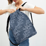 Ivy Flower Denim Jeans Pattern Print Drawstring Backpack