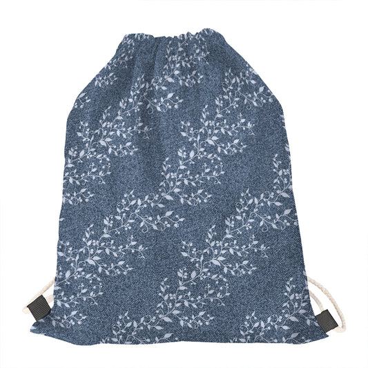 Ivy Flower Denim Jeans Pattern Print Drawstring Bag