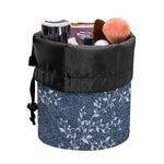 Ivy Flower Denim Jeans Pattern Print Drawstring Makeup Bag