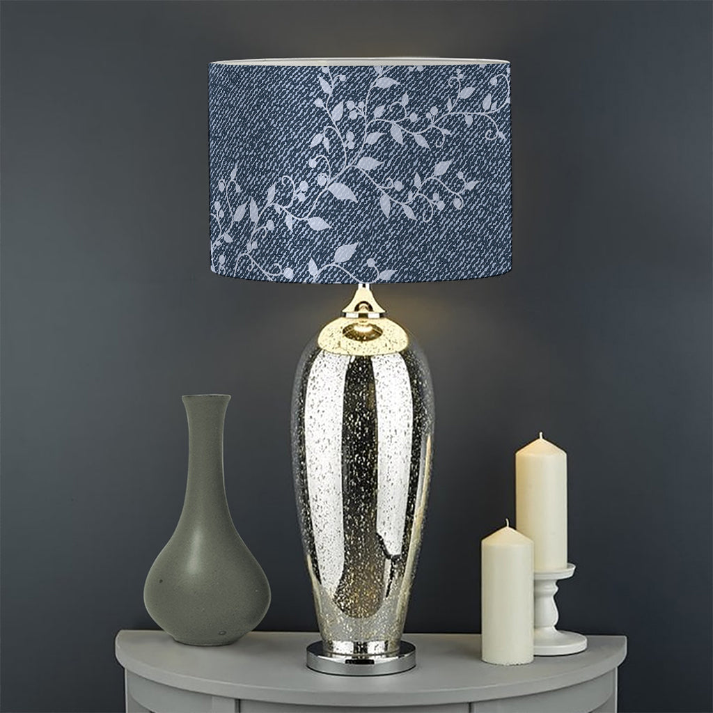 Ivy Flower Denim Jeans Pattern Print Drum Lamp Shade