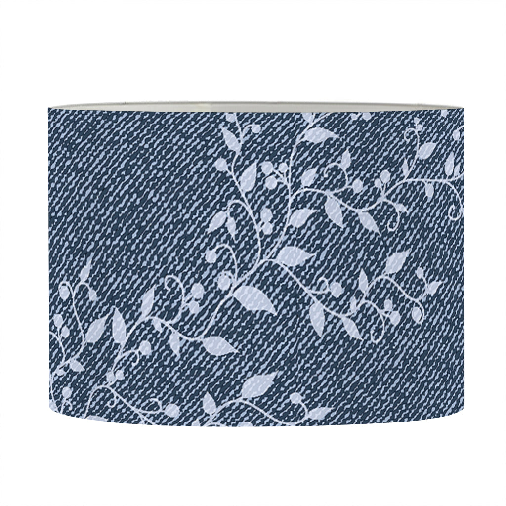Ivy Flower Denim Jeans Pattern Print Drum Lamp Shade