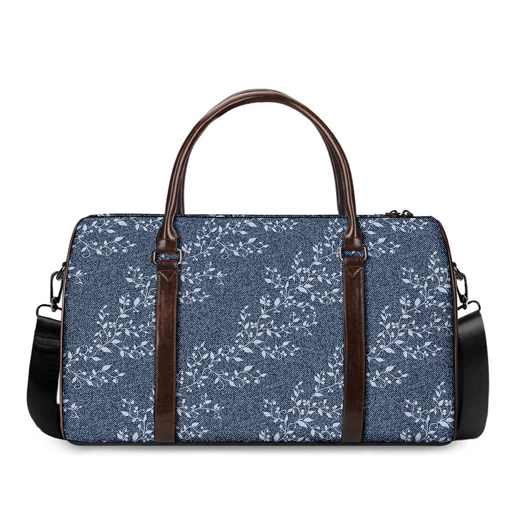 Ivy Flower Denim Jeans Pattern Print Duffle Bag