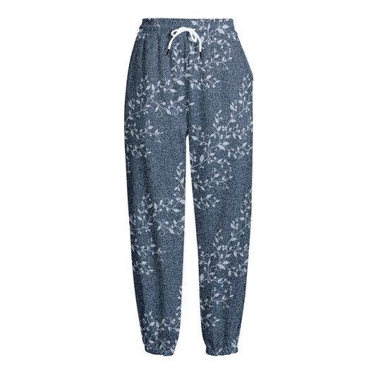 Ivy Flower Denim Jeans Pattern Print Fleece Lined Knit Pants