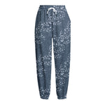 Ivy Flower Denim Jeans Pattern Print Fleece Lined Knit Pants
