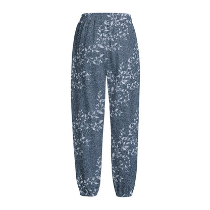 Ivy Flower Denim Jeans Pattern Print Fleece Lined Knit Pants