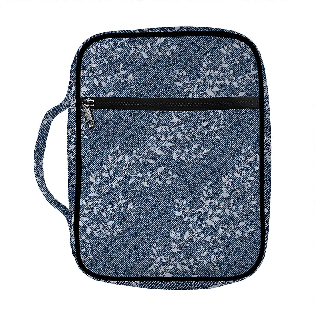 Ivy Flower Denim Jeans Pattern Print Front Pocket Bible Bag