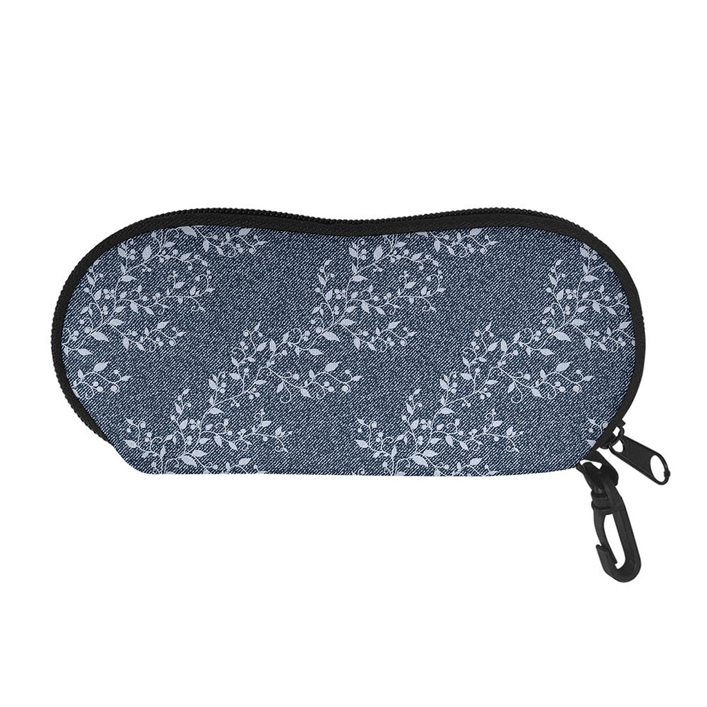 Ivy Flower Denim Jeans Pattern Print Glasses Case