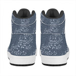 Ivy Flower Denim Jeans Pattern Print High Top Leather Sneakers