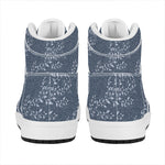 Ivy Flower Denim Jeans Pattern Print High Top Leather Sneakers