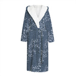 Ivy Flower Denim Jeans Pattern Print Hooded Bathrobe