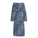 Ivy Flower Denim Jeans Pattern Print Hooded Bathrobe