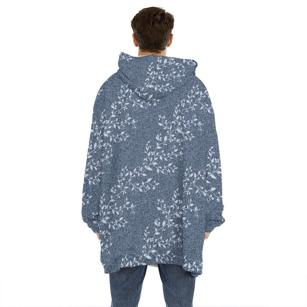 Ivy Flower Denim Jeans Pattern Print Hoodie Blanket