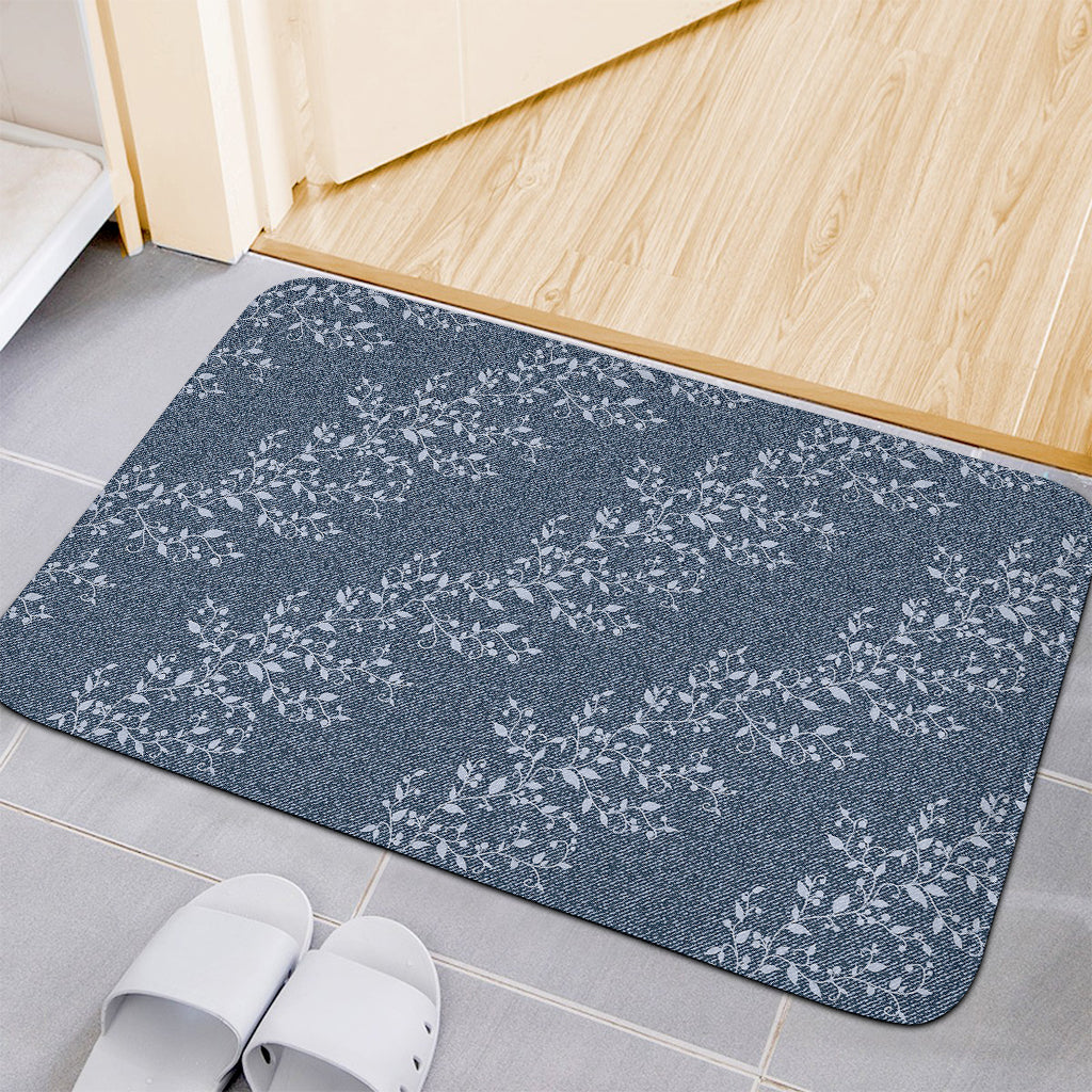 Ivy Flower Denim Jeans Pattern Print Indoor Door Mat