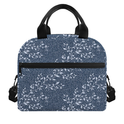 Ivy Flower Denim Jeans Pattern Print Insulated Lunch Bag