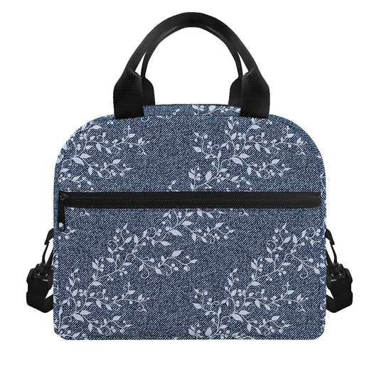 Ivy Flower Denim Jeans Pattern Print Insulated Lunch Bag