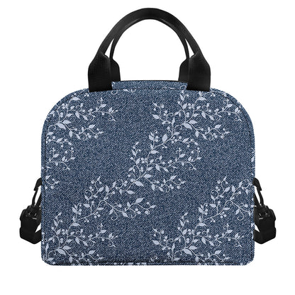 Ivy Flower Denim Jeans Pattern Print Insulated Lunch Bag