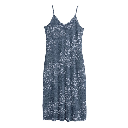 Ivy Flower Denim Jeans Pattern Print Jersey Midi Cami Dress