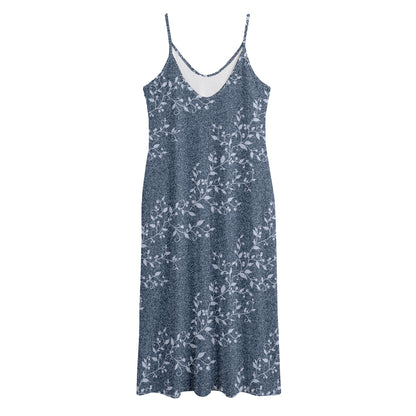 Ivy Flower Denim Jeans Pattern Print Jersey Midi Cami Dress