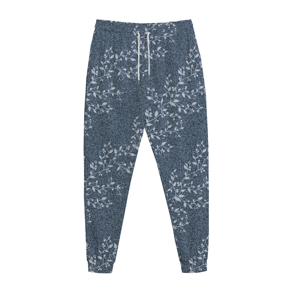 Ivy Flower Denim Jeans Pattern Print Jogger Pants