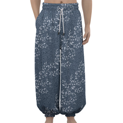 Ivy Flower Denim Jeans Pattern Print Lantern Pants