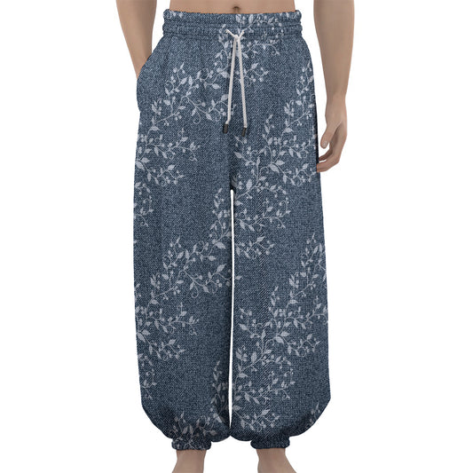 Ivy Flower Denim Jeans Pattern Print Lantern Pants