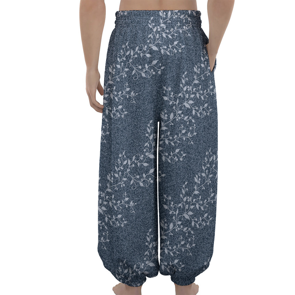 Ivy Flower Denim Jeans Pattern Print Lantern Pants