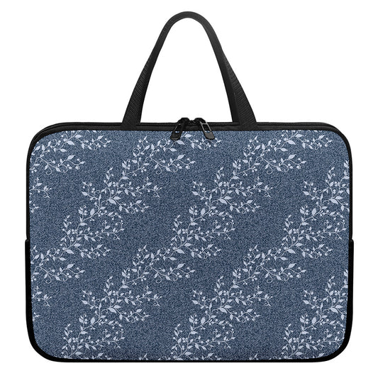 Ivy Flower Denim Jeans Pattern Print Laptop Sleeve With Handle