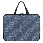 Ivy Flower Denim Jeans Pattern Print Laptop Sleeve With Handle