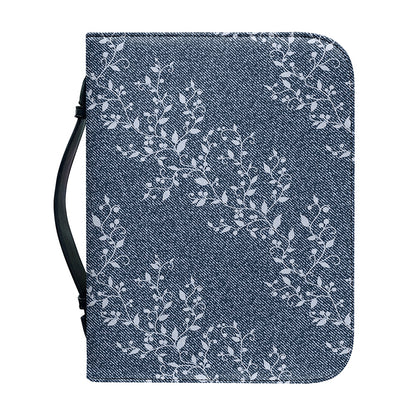 Ivy Flower Denim Jeans Pattern Print Leather Bible Cover