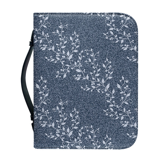 Ivy Flower Denim Jeans Pattern Print Leather Bible Cover
