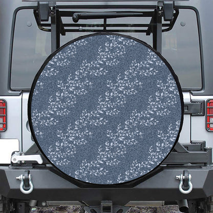 Ivy Flower Denim Jeans Pattern Print Leather Spare Tire Cover