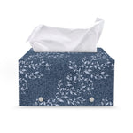 Ivy Flower Denim Jeans Pattern Print Leather Tissue Box Cover