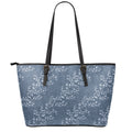Ivy Flower Denim Jeans Pattern Print Leather Tote Bag With Zipper