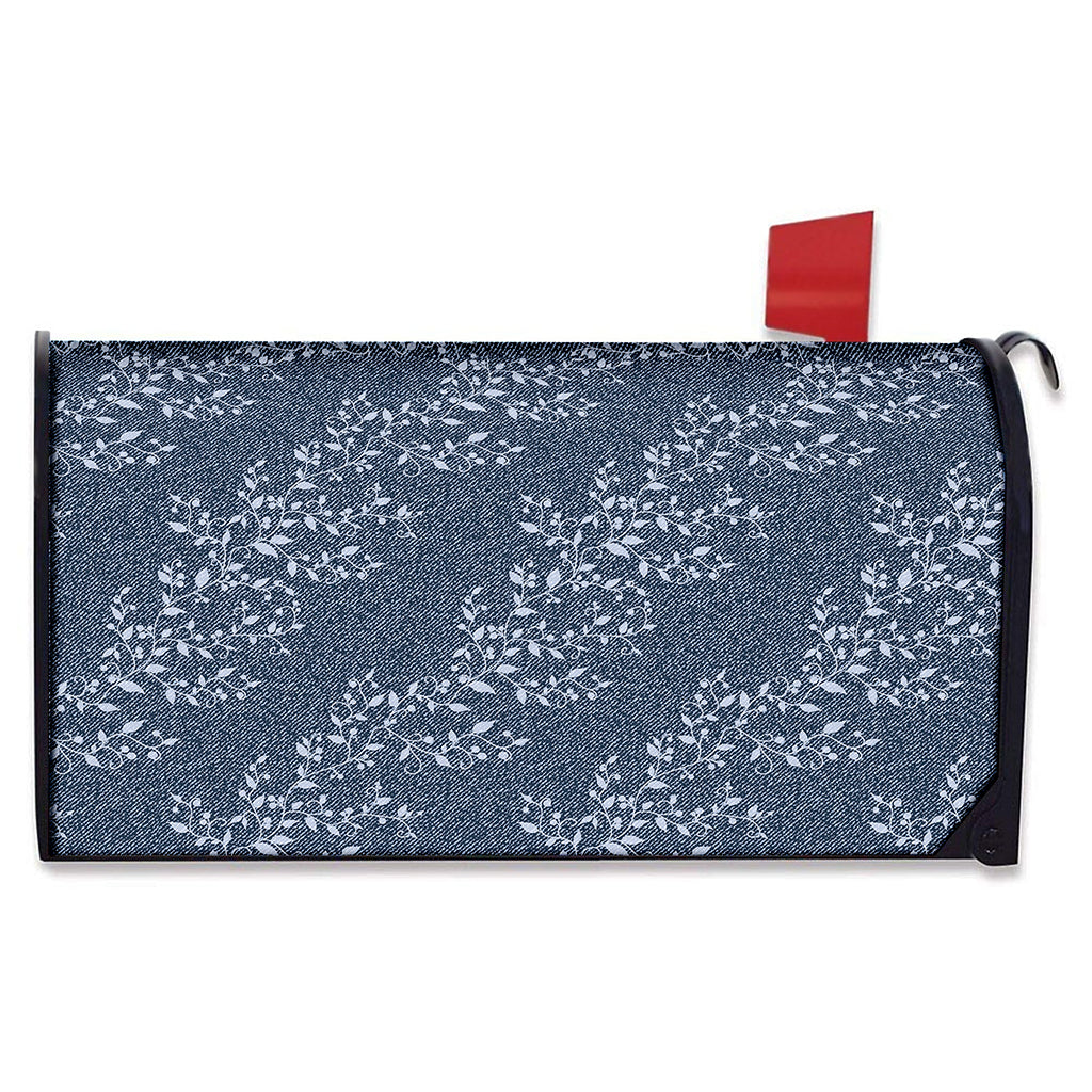 Ivy Flower Denim Jeans Pattern Print Mailbox Cover