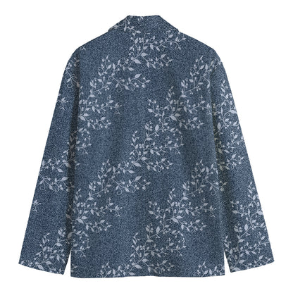 Ivy Flower Denim Jeans Pattern Print Men's Blazer