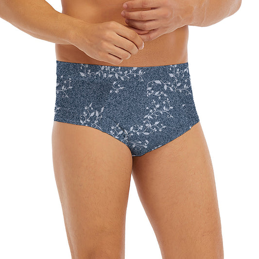 Ivy Flower Denim Jeans Pattern Print Men's Briefs