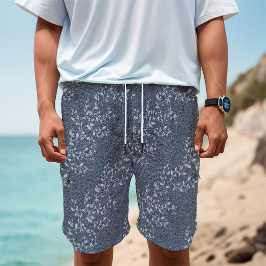 Ivy Flower Denim Jeans Pattern Print Men's Cargo Shorts