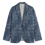 Ivy Flower Denim Jeans Pattern Print Men's Cotton Blazer