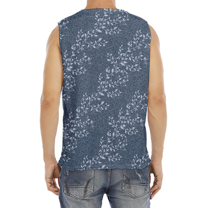 Ivy Flower Denim Jeans Pattern Print Men's Fitness Tank Top