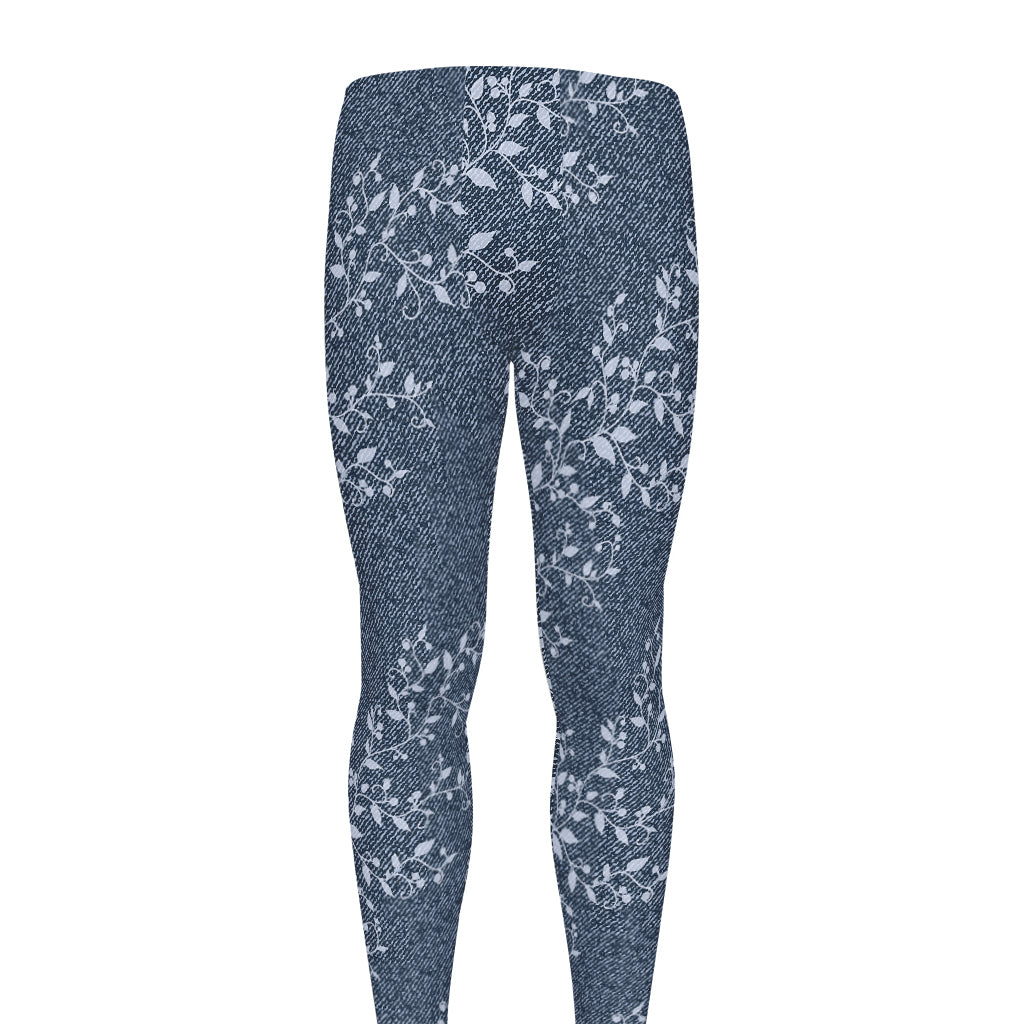 Ivy Flower Denim Jeans Pattern Print Men's leggings