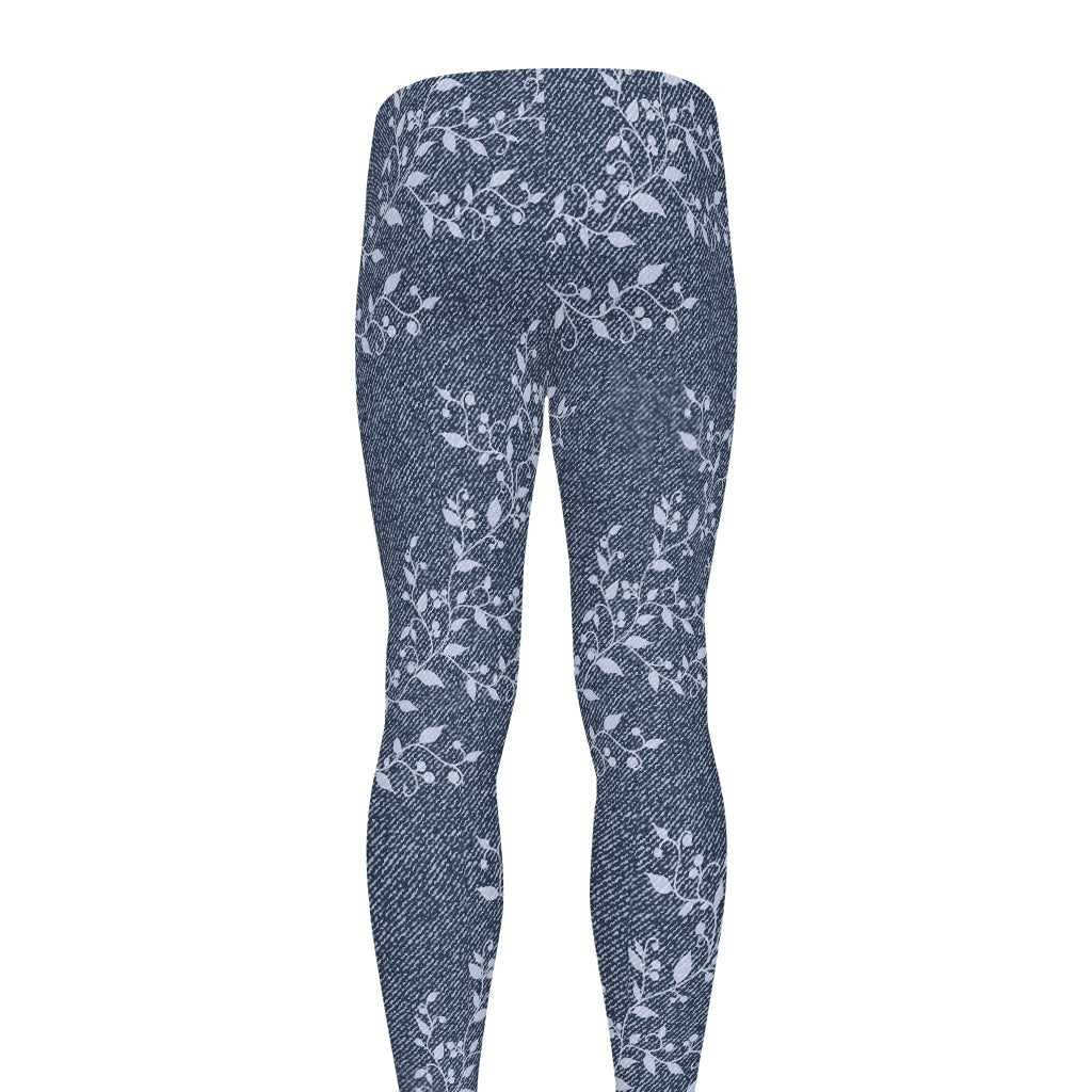 Ivy Flower Denim Jeans Pattern Print Men's leggings