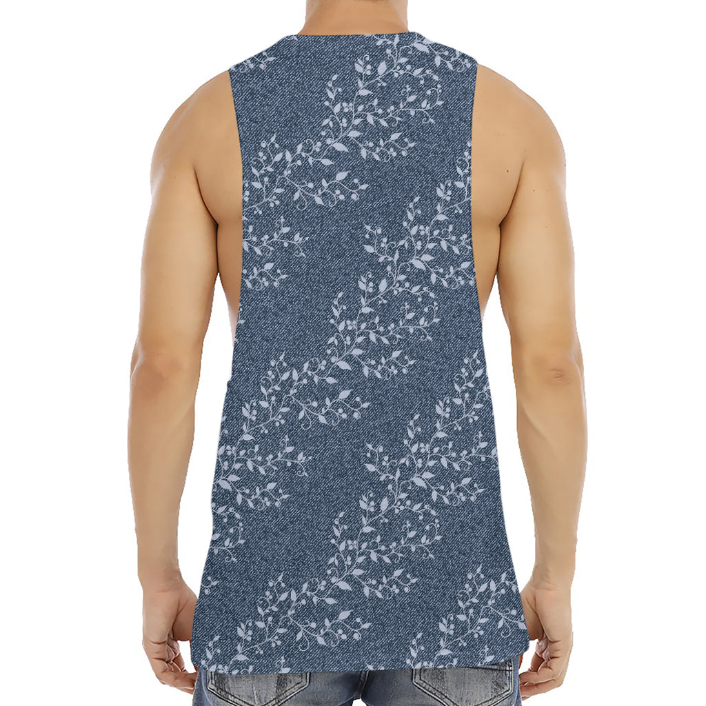 Ivy Flower Denim Jeans Pattern Print Men's Muscle Tank Top