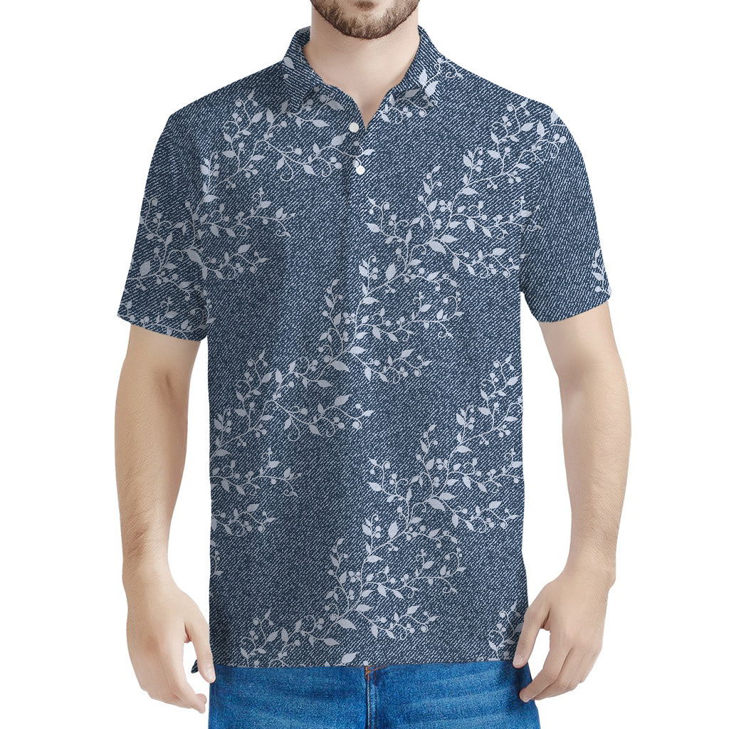 Ivy Flower Denim Jeans Pattern Print Men's Polo Shirt