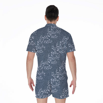 Ivy Flower Denim Jeans Pattern Print Men's Rompers