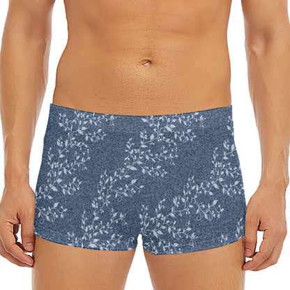 Ivy Flower Denim Jeans Pattern Print Men's Short Boxer Briefs