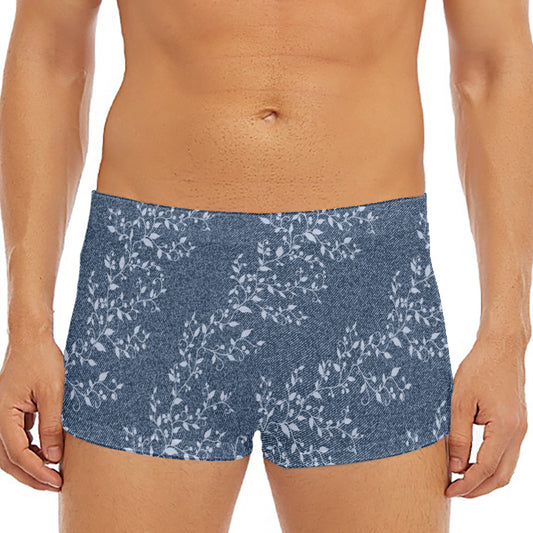 Ivy Flower Denim Jeans Pattern Print Men's Short Boxer Briefs