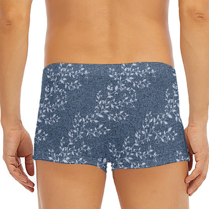 Ivy Flower Denim Jeans Pattern Print Men's Short Boxer Briefs