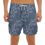 Ivy Flower Denim Jeans Pattern Print Men's Split Running Shorts