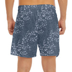 Ivy Flower Denim Jeans Pattern Print Men's Split Running Shorts